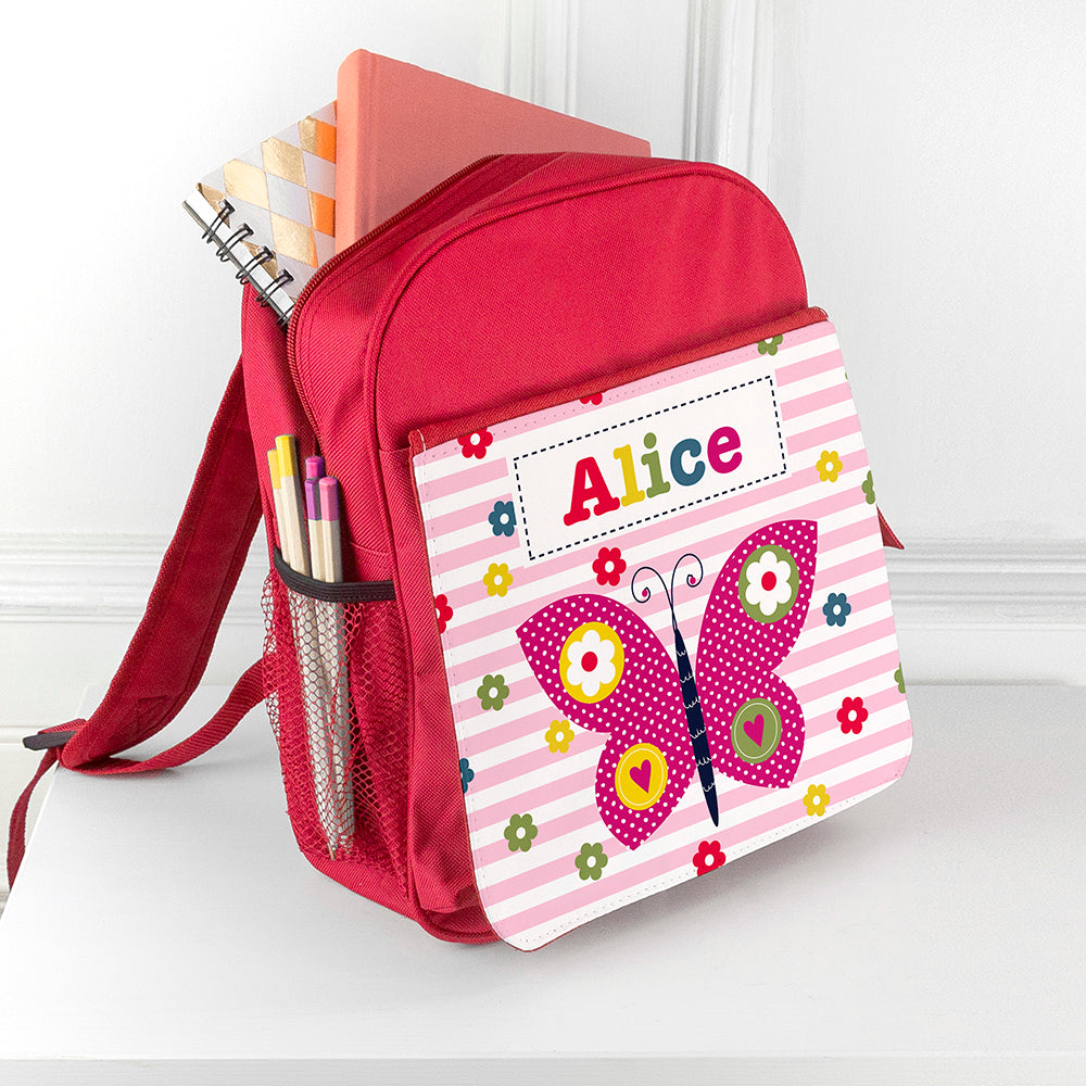 Personalised Girl's Red Mini Rucksack
