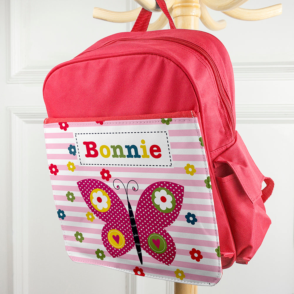 Personalised Girl's Red Mini Rucksack
