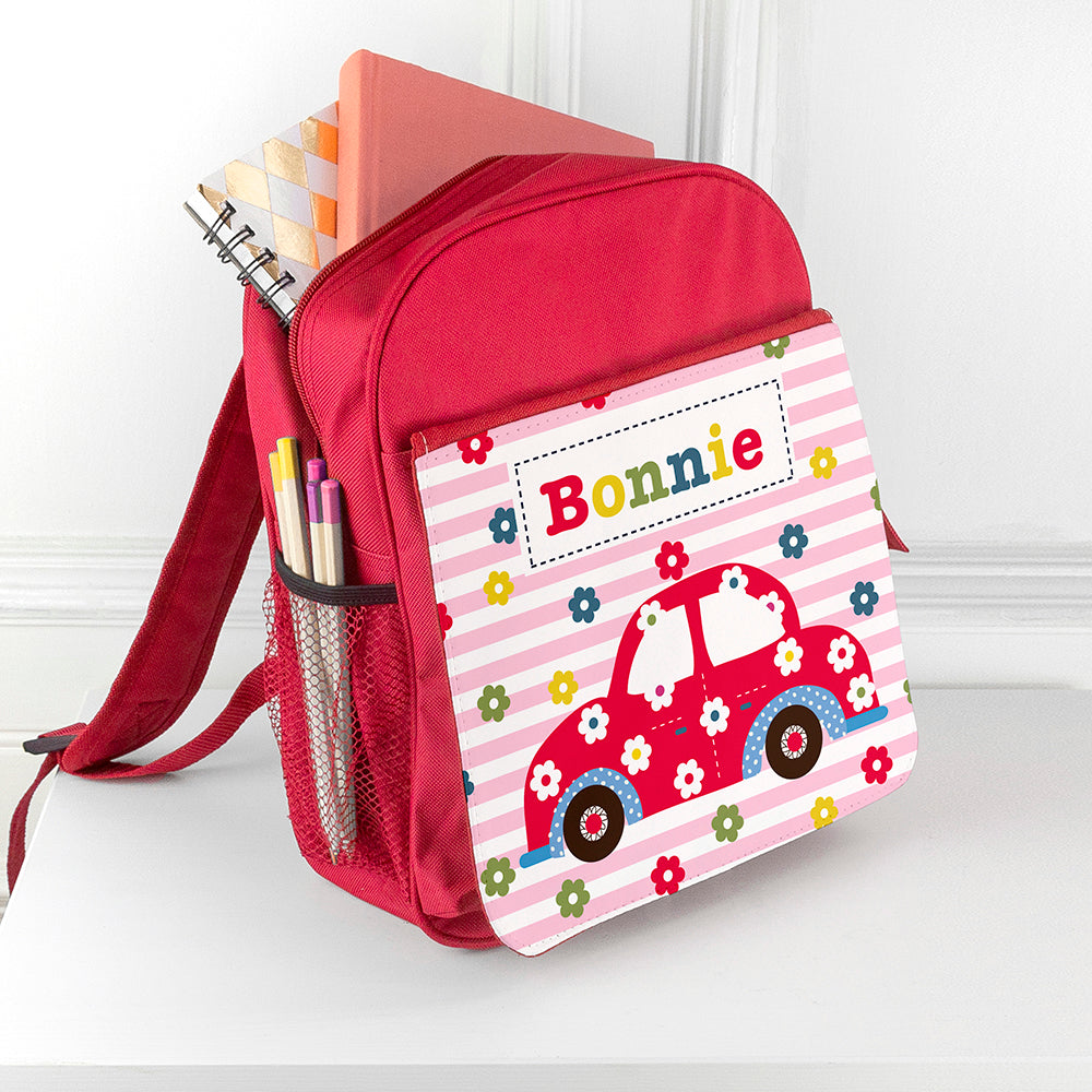 Personalised Girl's Red Mini Rucksack