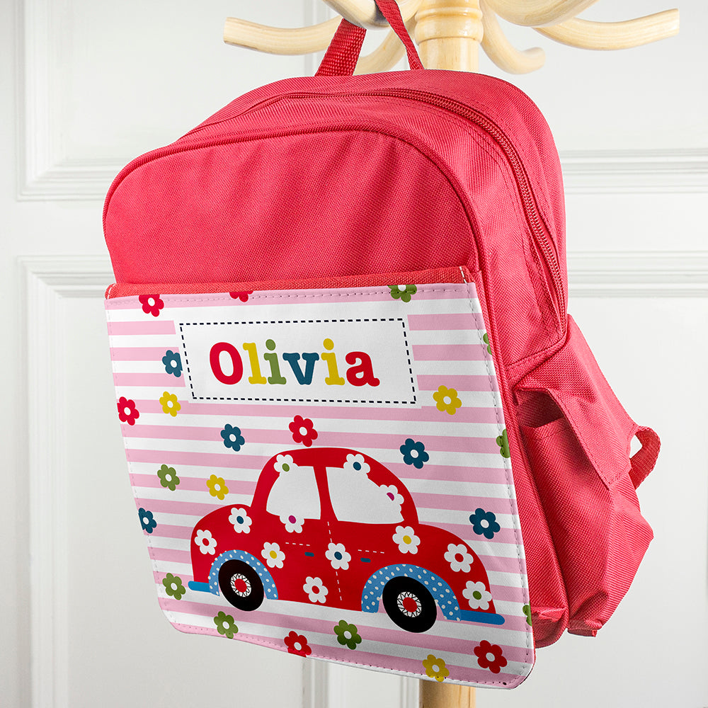 Personalised Girl's Red Mini Rucksack