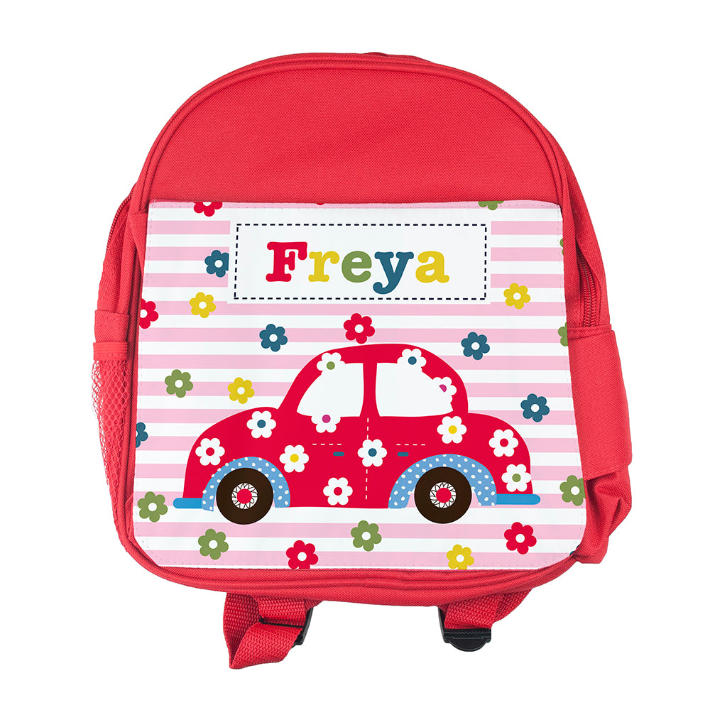 Personalised Girl's Red Mini Rucksack