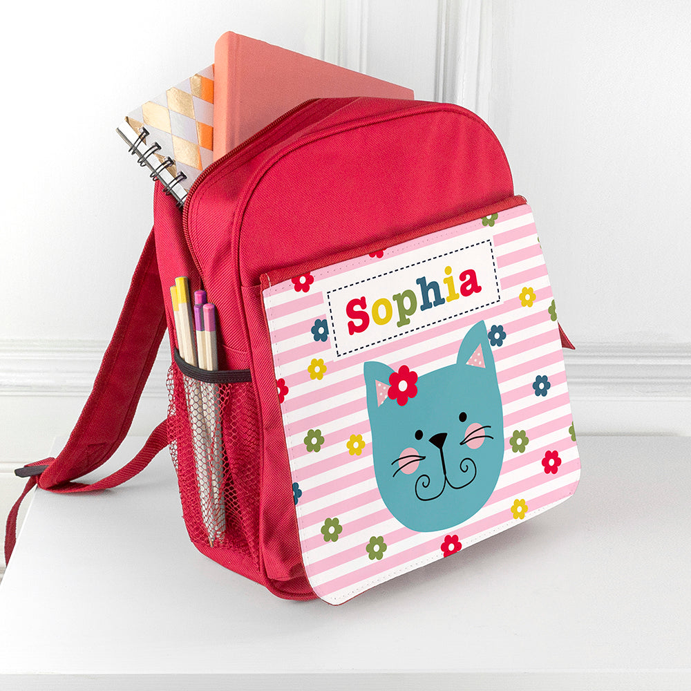 Personalised Girl's Red Mini Rucksack