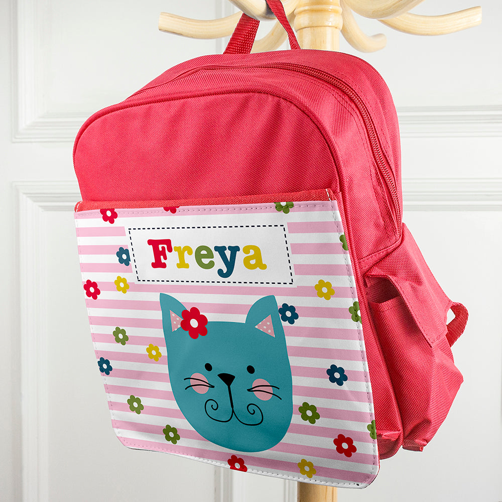 Personalised Girl's Red Mini Rucksack