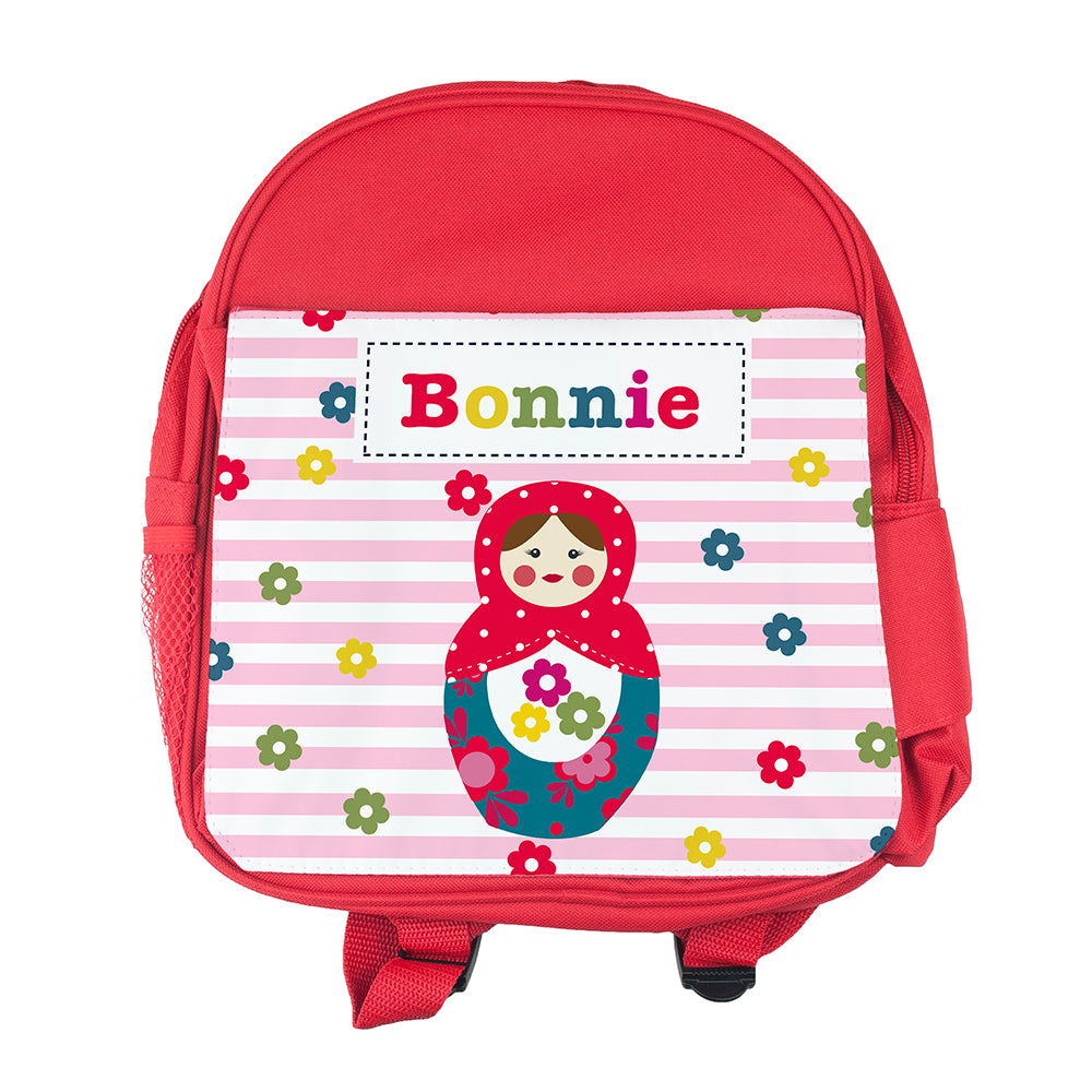 Personalised Girl's Red Mini Rucksack