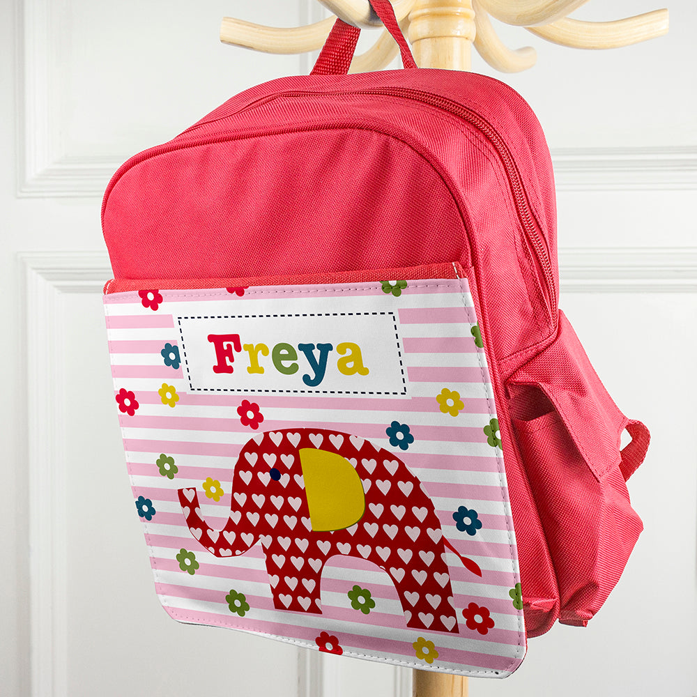 Personalised Girl's Red Mini Rucksack