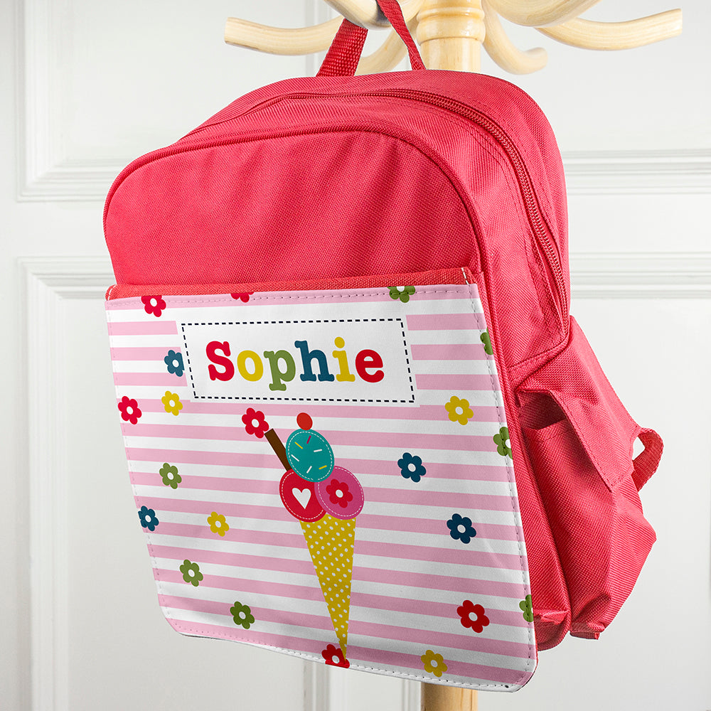 Personalised Girl's Red Mini Rucksack
