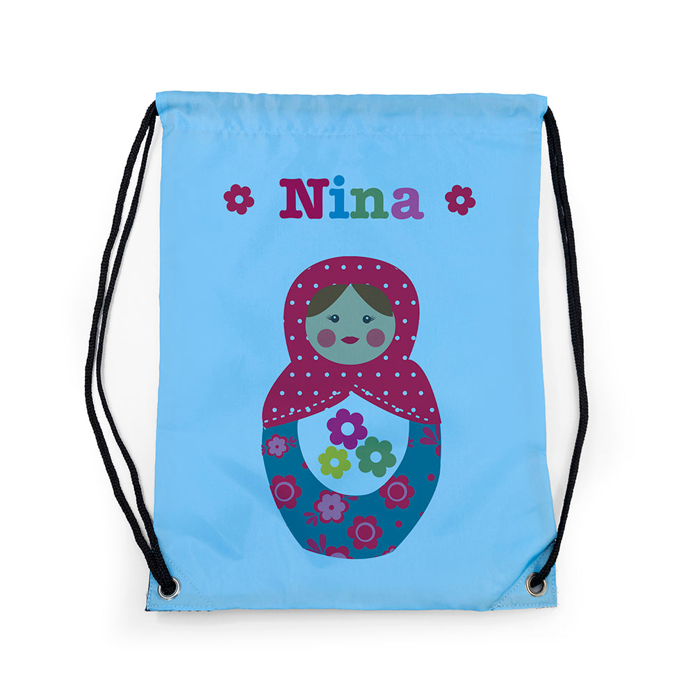 Personalised Girl's Sky Blue Waterproof Swim Bag