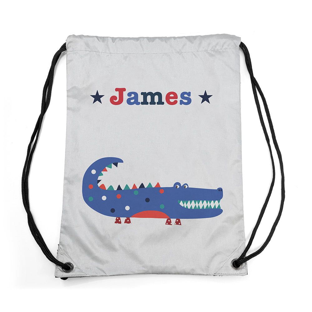 Personalised Boy's Silver Waterproof Swim Bag
