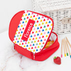 Personalised Girl's Red Patterned Lunch Bag