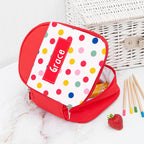Personalised Girl's Red Patterned Lunch Bag