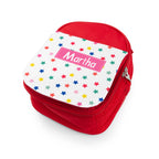Personalised Girl's Red Patterned Lunch Bag