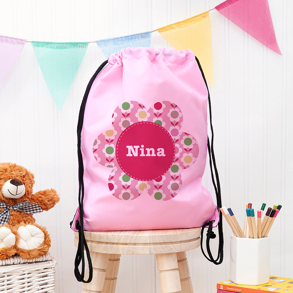 Personalised Classic Pink Flower Waterproof Swim Bag