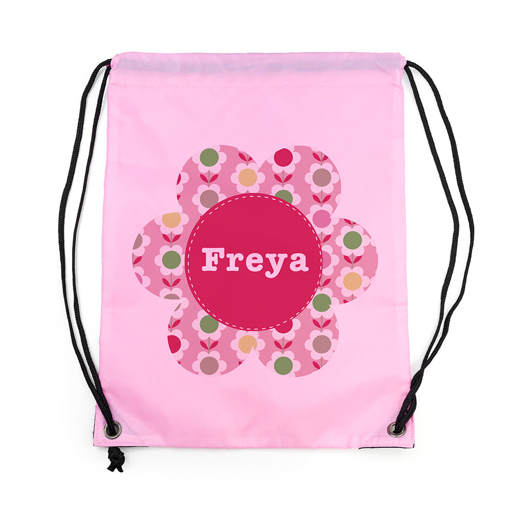 Personalised Classic Pink Flower Waterproof Swim Bag