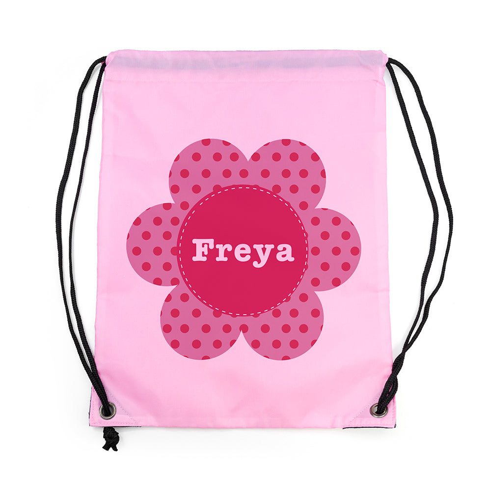 Personalised Classic Pink Flower Waterproof Swim Bag