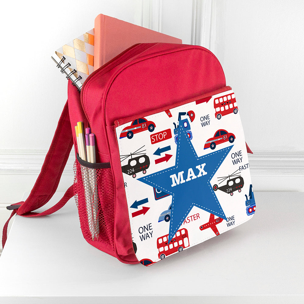 Personalised Transport Themed Rucksack