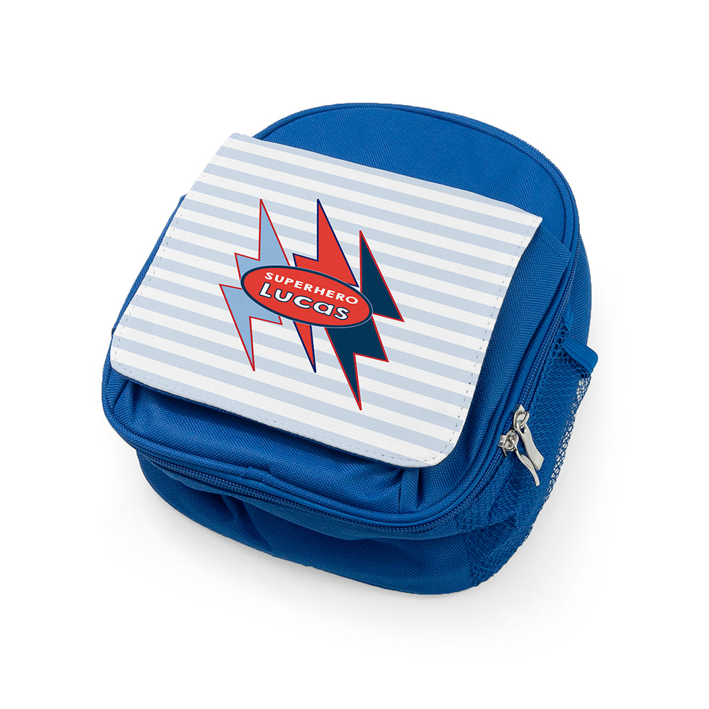 Personalised Superhero Blue Lunch Bag