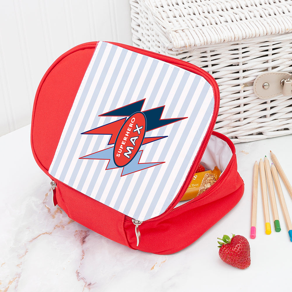 Personalised Superhero Red Lunch Bag