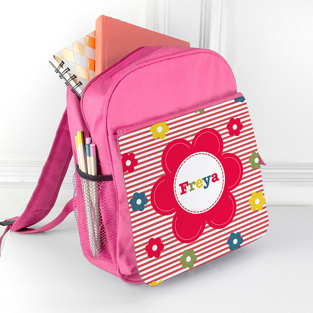 Personalised Girl's Floral Rucksack