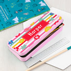 Personalised Girl's Patterned Pink Pencil Case Tin
