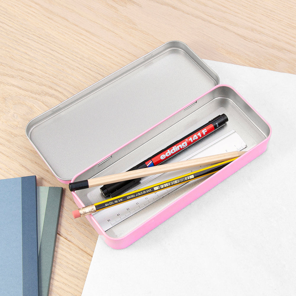 Personalised Girl's Patterned Pink Pencil Case Tin