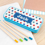 Personalised Boy's Blue Metal Pencil Case Tin