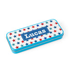 Personalised Boy's Blue Metal Pencil Case Tin
