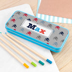 Personalised Boy's Blue Metal Pencil Case Tin