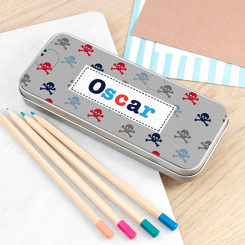 Personalised Boy's Metal Pencil Case Tin