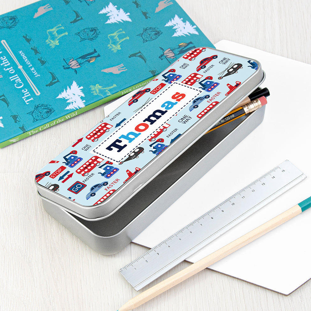 Personalised Boy's Metal Pencil Case Tin