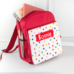 Personalised Girl's Patterned Red Rucksack