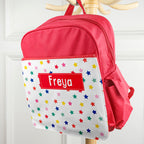 Personalised Girl's Patterned Red Rucksack