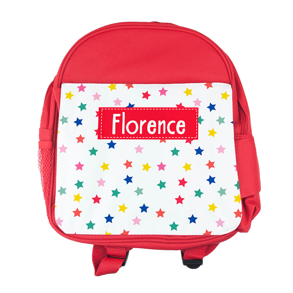 Personalised Girl's Patterned Red Rucksack