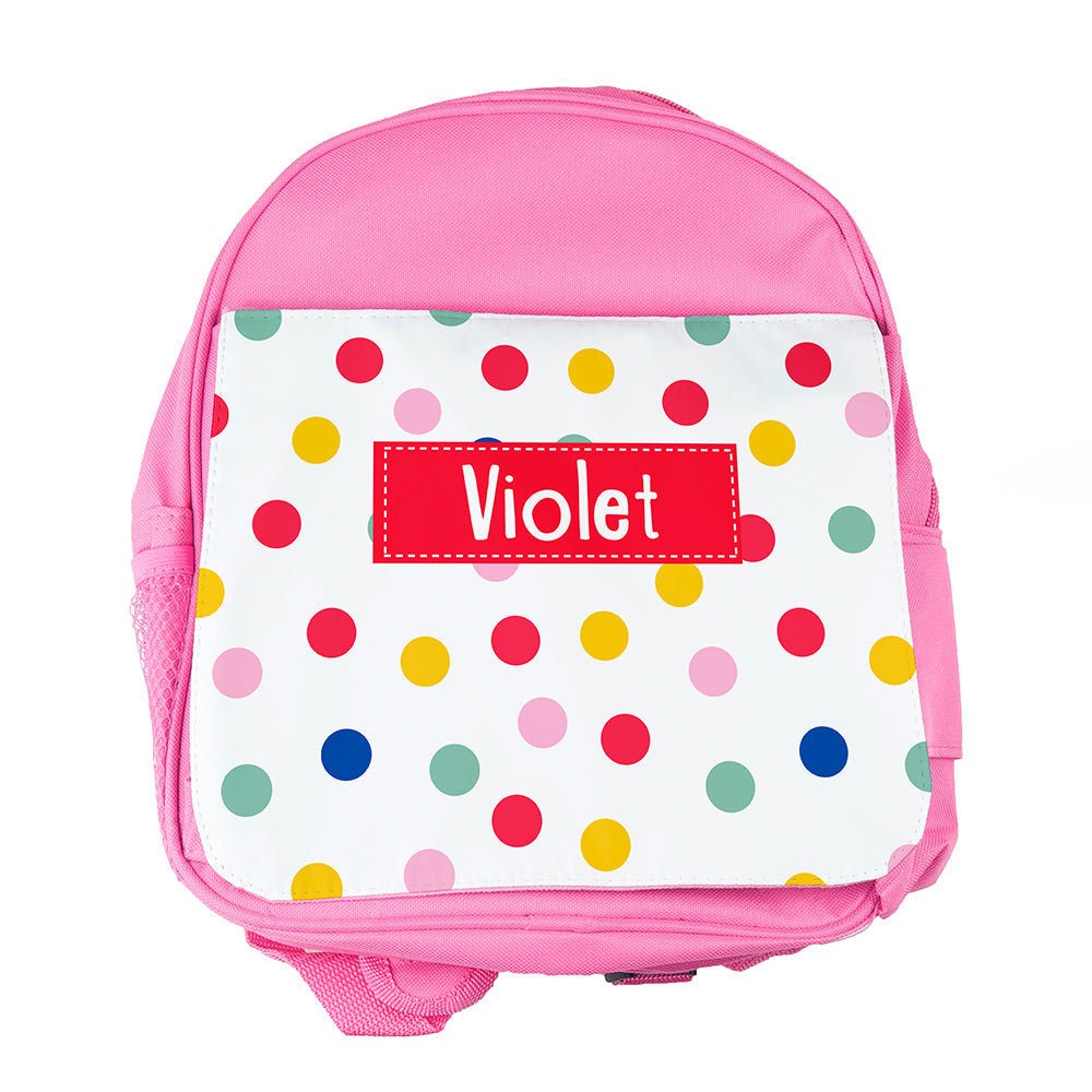 Personalised Girl's Patterned Pink Rucksack