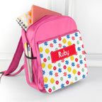 Personalised Girl's Patterned Pink Rucksack