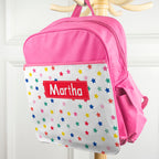 Personalised Girl's Patterned Pink Rucksack