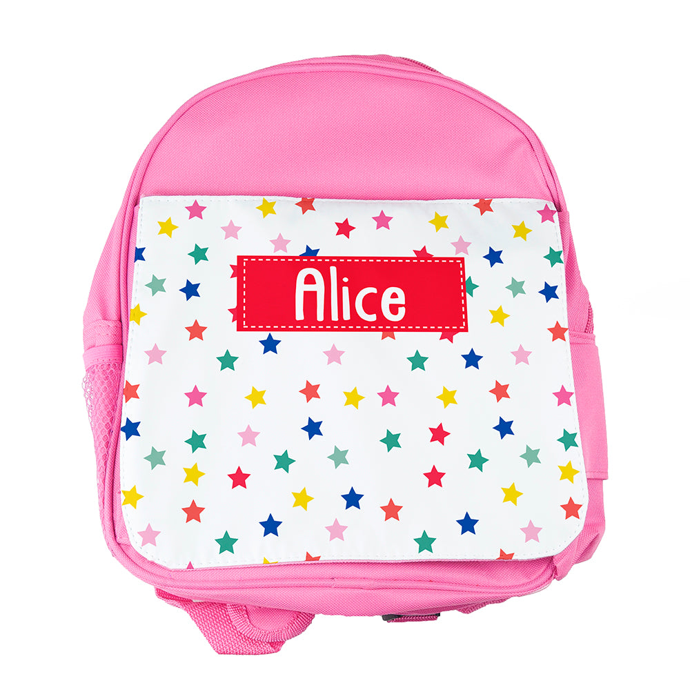 Personalised Girl's Patterned Pink Rucksack