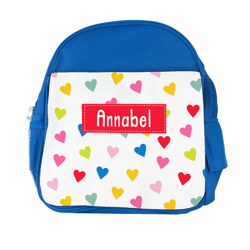 Personalised Girl's Patterned Royal Blue Rucksack