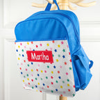 Personalised Girl's Patterned Royal Blue Rucksack