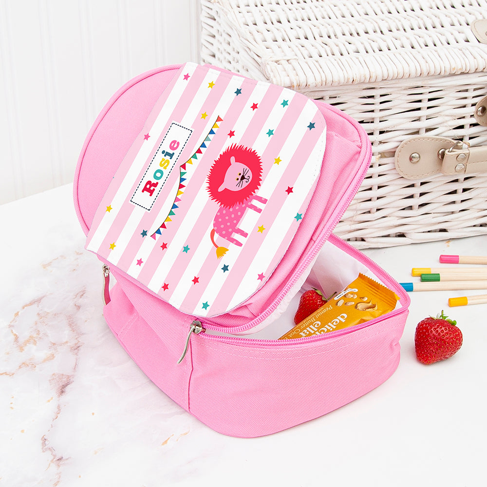 Personalised Circus Themed Pink Lunch Bag