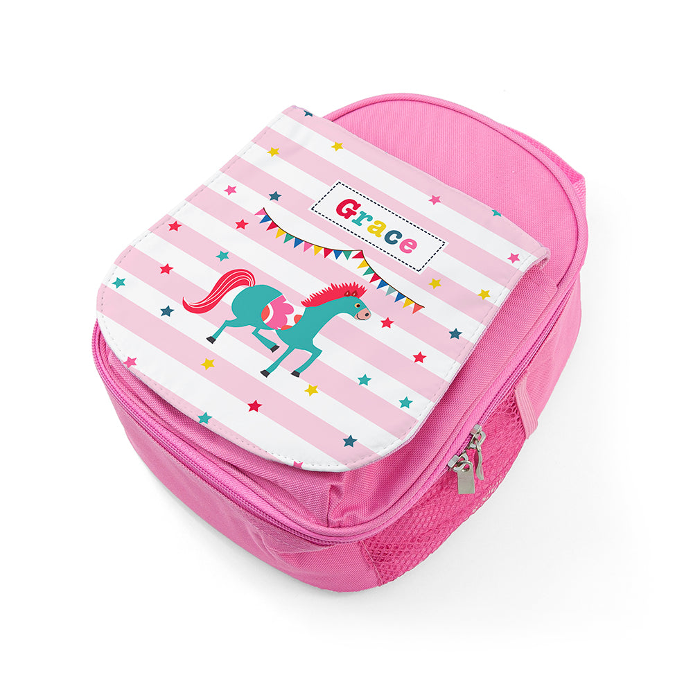 Personalised Circus Themed Pink Lunch Bag