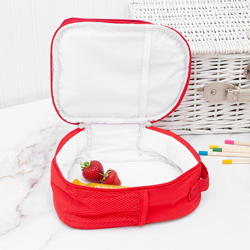Personalised Circus Themed Red Lunch Bag