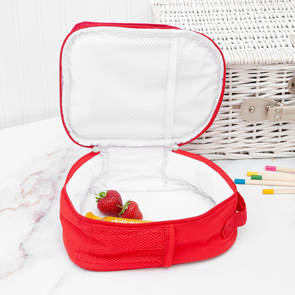 Personalised Circus Themed Red Lunch Bag