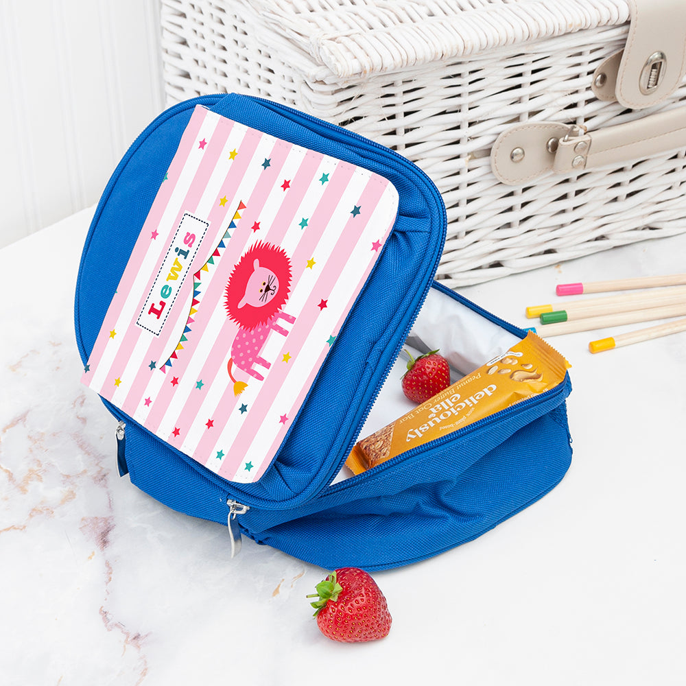 Personalised Circus Themed Blue Lunch Bag