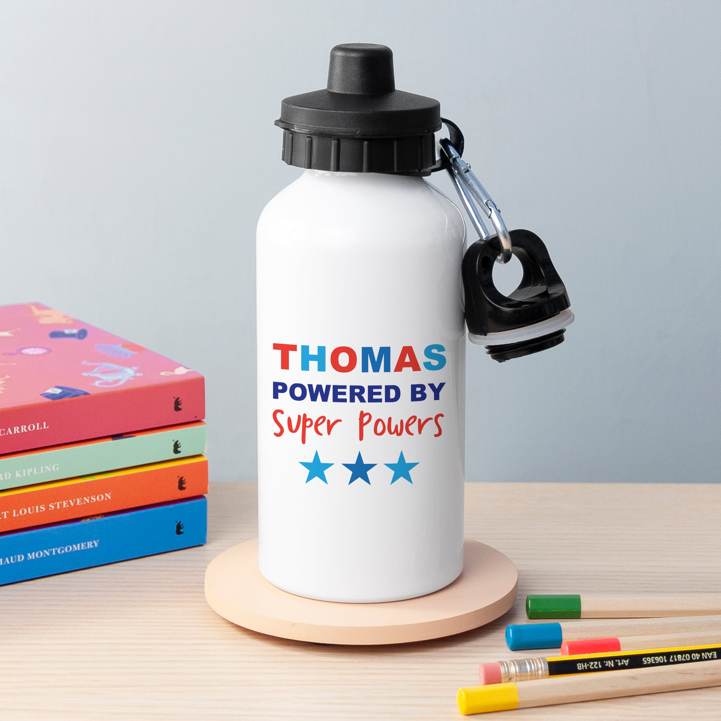 Personalised Child's Powered By Water Bottle
