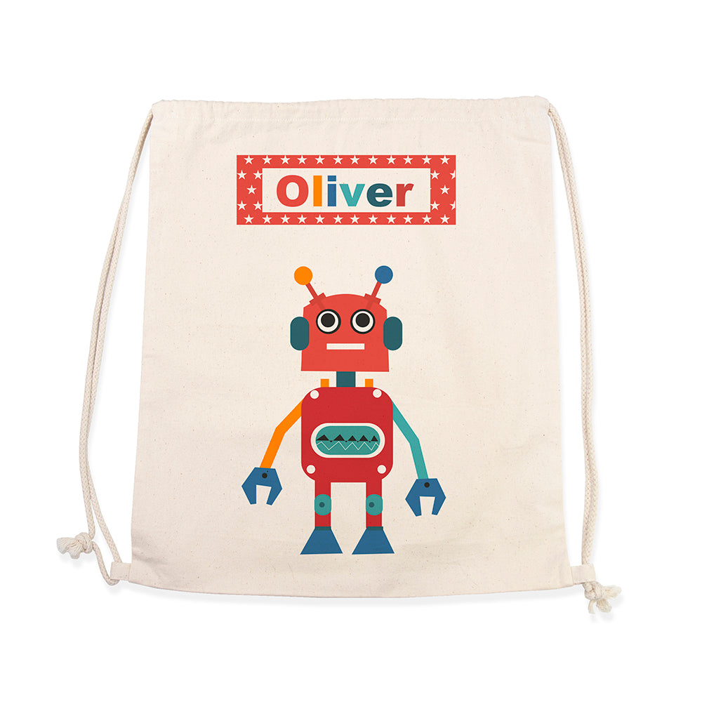 Personalised Boy's Robot PE Kit Bag