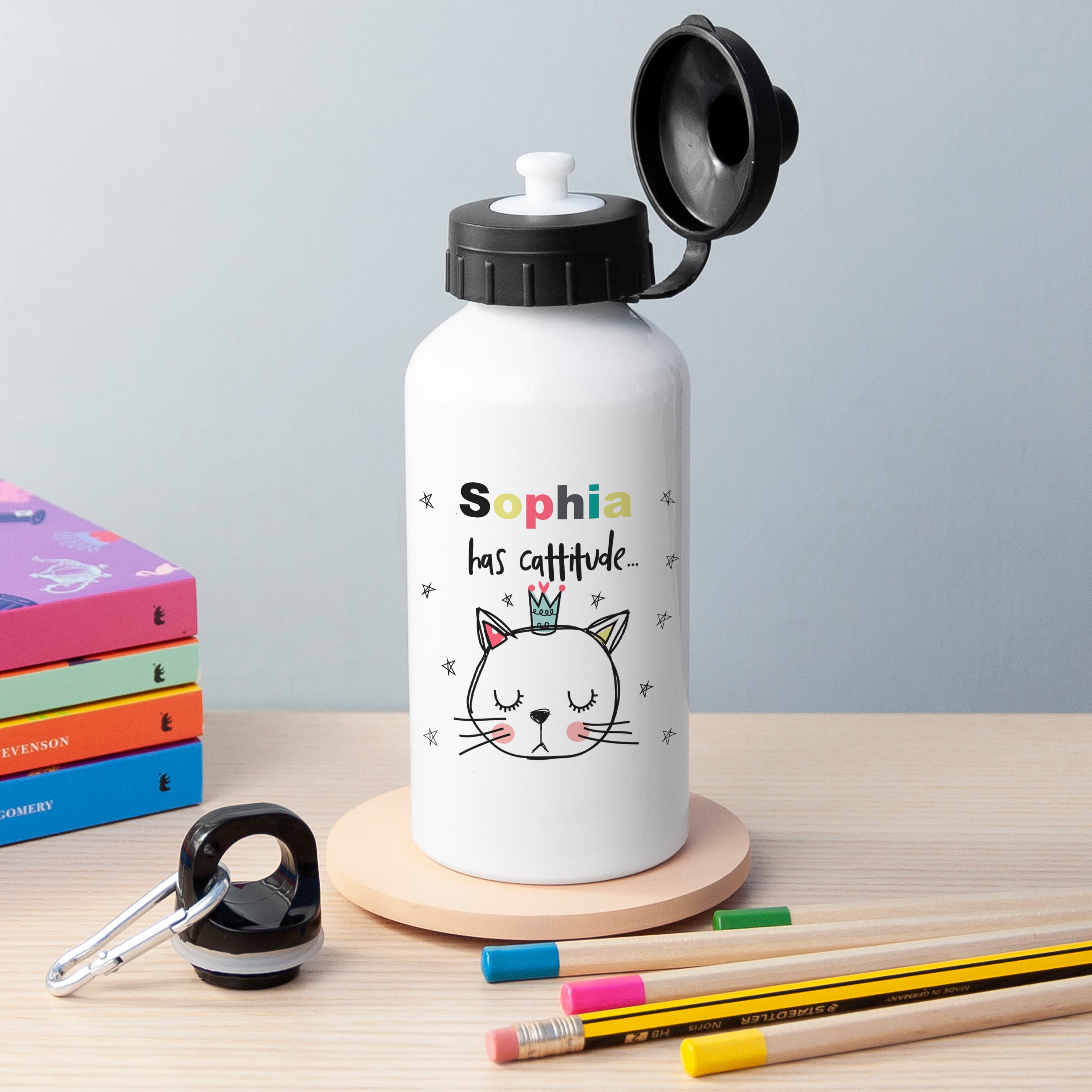 Personalised Cattitude Water Bottle