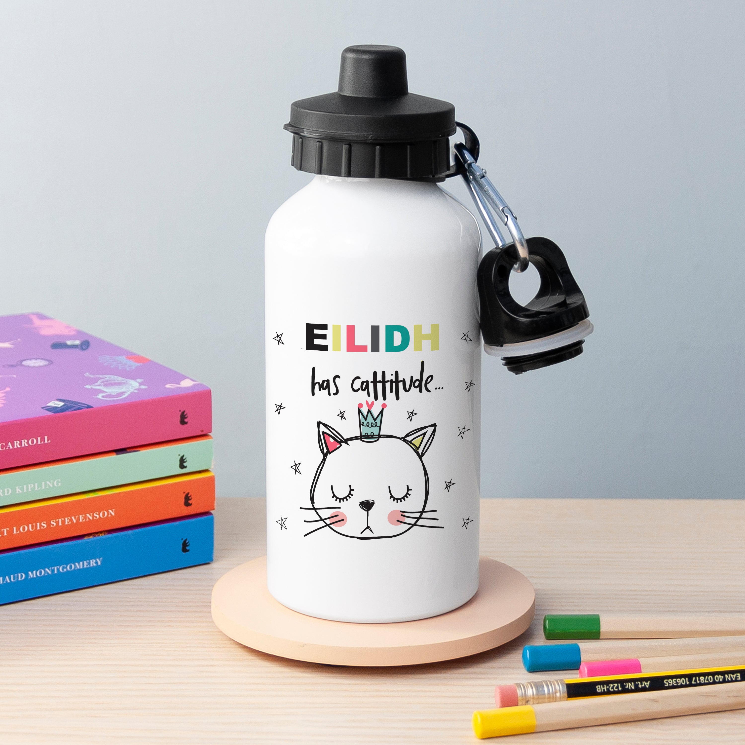 Personalised Cattitude Water Bottle