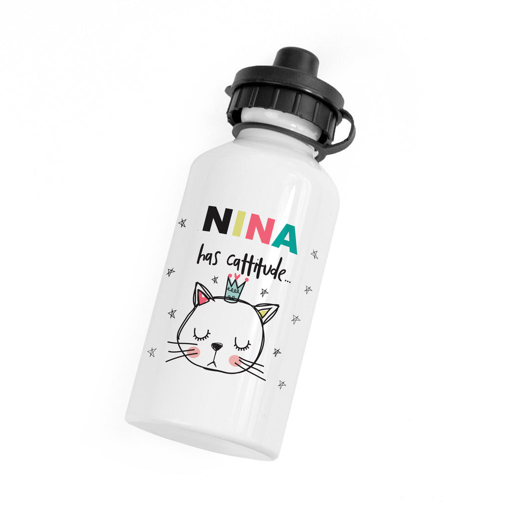 Personalised Cattitude Water Bottle