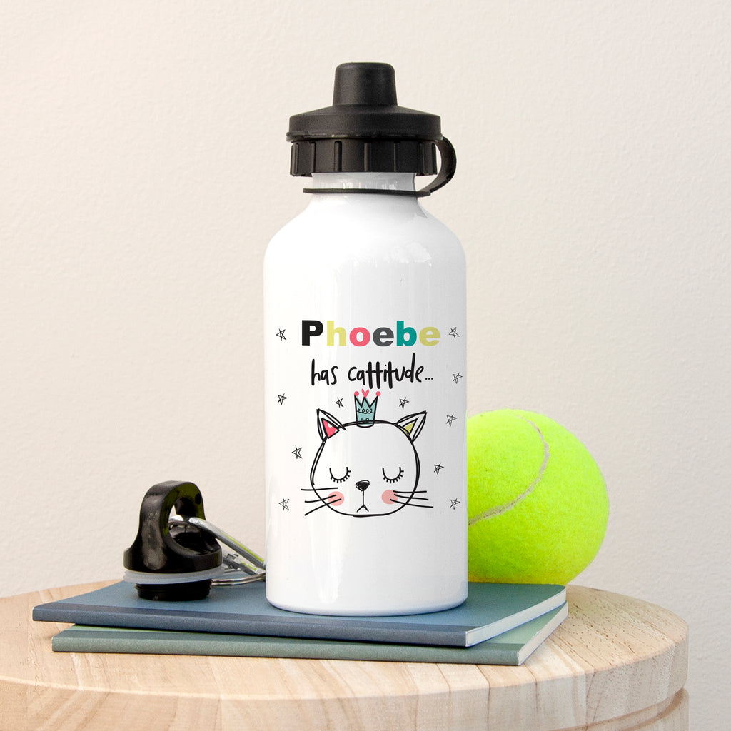 Personalised Cattitude Water Bottle