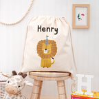 Personalised Lion Cotton Nursery Bag